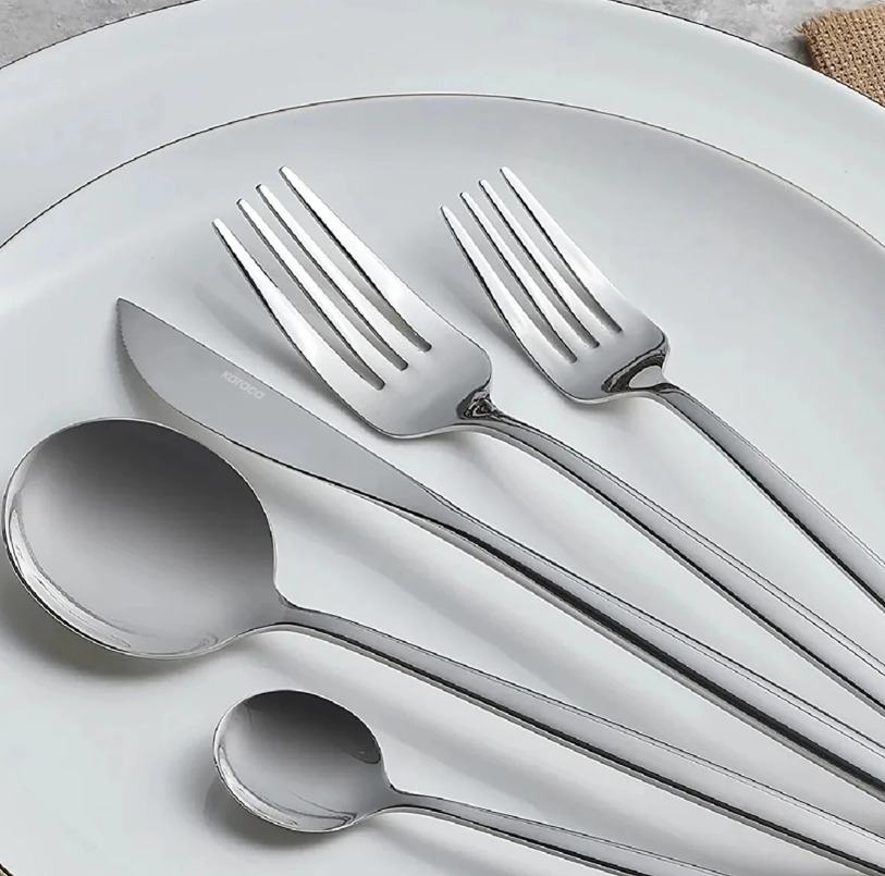 Karaca Stream Bone Saturn 24 Parça 6 Kişilik Yemek Takımı Platin